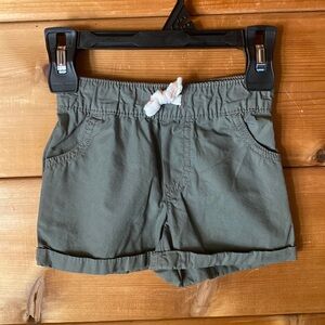 Pull On Poplin Shorts Toddler Size 3T Dark Green 100% Cotton